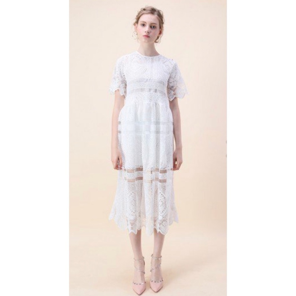Chicwish Ingenuity Crochet Dress in white